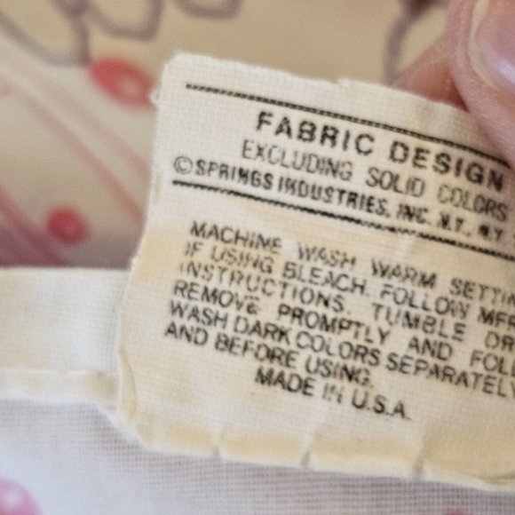 Vintage Cabbage Patch Kids Twin Bed Sheet 66 X 94 Fabric Upcycle White Pink - Picture 9 of 9